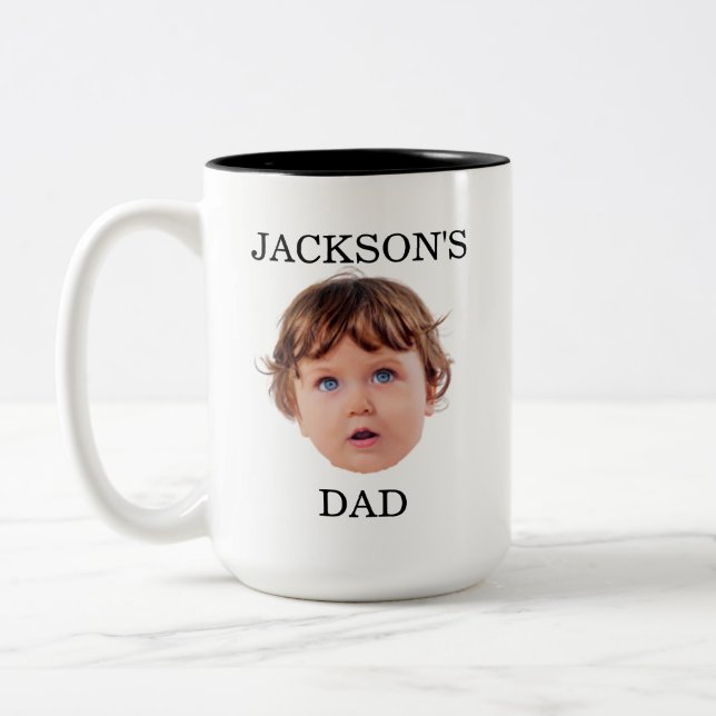 Custom Baby Face Mug, Personalize Child Photo Two-Tone Coffee Mug (Left)
