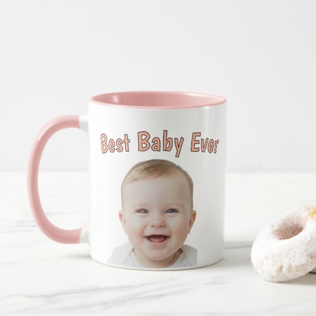 Custom Baby Face Mug – Personalized Baby Photo  (With Donut)