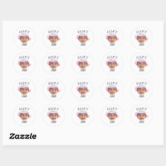 Custom Baby Face Photo New Dad Classic Round Sticker