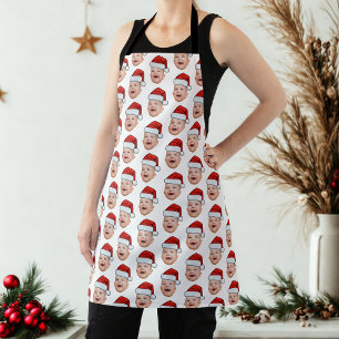 Custom Baby Face Photo Santa Hat Christmas Apron