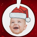 Custom Baby Face Photo Santa Hat Christmas Ornament<br><div class="desc">Custom Baby Face Photo Santa Hat Christmas Ornament</div>