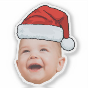 Custom Baby Face Photo Santa Hat Christmas Sticker