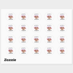 Custom Baby Face Photo Text Grandpa Classic Round Sticker