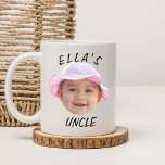 Custom Baby Face Photo Text New Uncle Coffee Mug<br><div class="desc">Custom Baby Face Photo Text New Uncle, Replace the face with your favorite photo (make sure to crop as much to the face as possible and use an app to remove the background) and personalize this funny face gift with your kid, husband, or boyfriend on it! Also a fun and...</div>