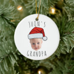 Custom Baby Face Santa Hat Christmas Photo Ceramic Ornament<br><div class="desc">Custom Baby Face Santa Hat Christmas Photo, Replace the face of this baby with your favorite photo (make sure to crop as much to the face as possible and use an app to remove the background) and personalize this funny Christmas Holiday gift with your kid, husband, or boyfriend on it!...</div>