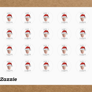 Custom Baby Face Santa Hat Christmas Photo Classic Round Sticker