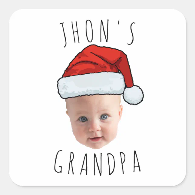 Custom Baby Face Santa Hat Christmas Photo Square Sticker | Zazzle