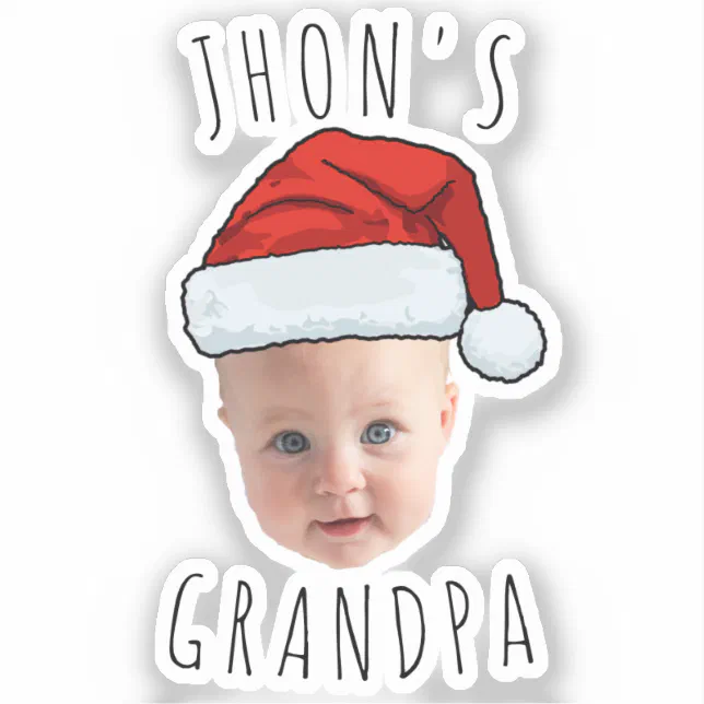 Custom Baby Face Santa Hat Christmas Photo Sticker | Zazzle
