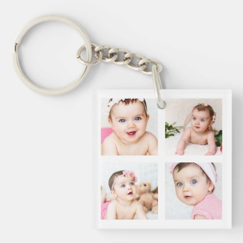 Custom Baby Family Photo Collage White 4 Images Keychain - Create your own personalized keychain with your custom images. Add your favorite family photos, images, designs or artworks to create something really unique. To edit this design template, click 'Change' button and upload your own images as shown above.
Treat yourself or make the perfect gift for family, friends, parents and grandparents!