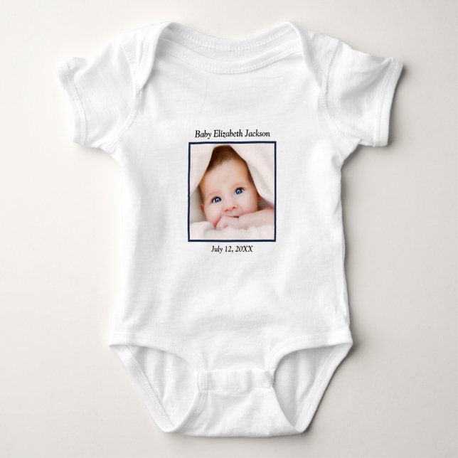 Custom Baby Family Photo Personalize Baby Bodysuit (Front)