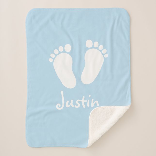 Custom baby feet newborn sherpa fleece blanket (Front)