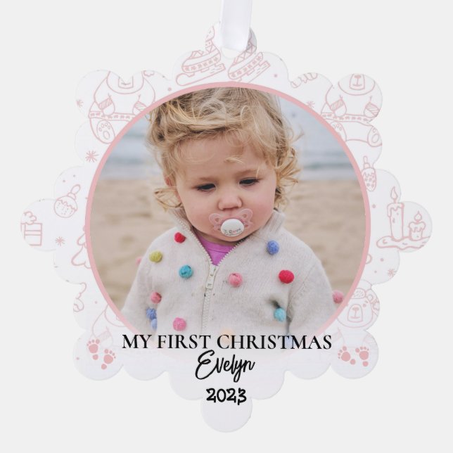 custom Baby First Christmas keepsake Ornament Card (Front)