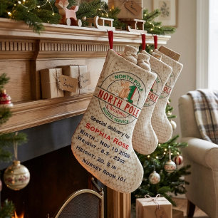 Custom Baby First Christmas North Pole birth stat Small Christmas Stocking