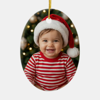 Custom Baby First Christmas Photo Ceramic Ornament