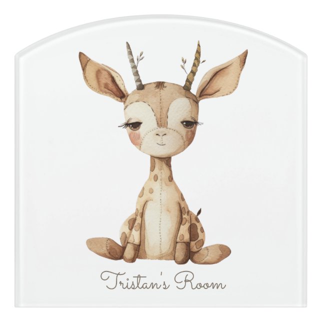 Custom Baby Gazelle Safari Animal Door Sign (Contour Front)