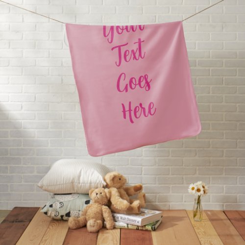 Custom Baby Gifts Script Text Name Template Pink Baby Blanket