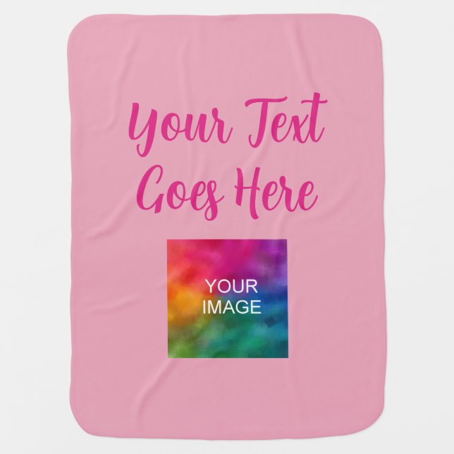 Custom Baby Gifts Template Pink Script Text Name Blanket (Front)