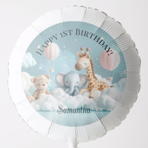 Custom Baby Giraffe & friends Happy 1st Birthday Balloon