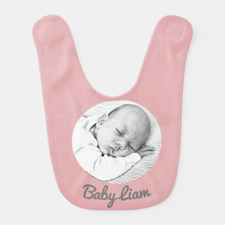 Custom Baby Girl Bib – Name & Photo in Pink