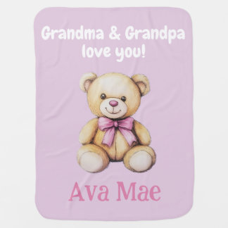 Custom Baby Girl Blanket fr Grandparents, Teddy  