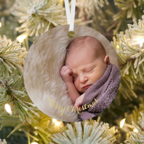 Custom Baby Girl Boy First 1st Christmas Photo DIY Metal Ornament