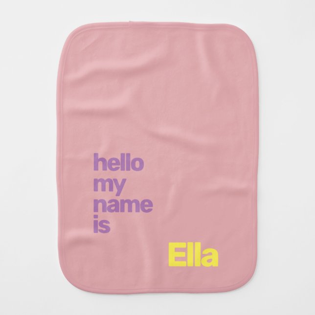 Custom Baby Girl Burp Cloth – Minimal Purple Pink  (Front)