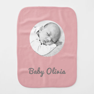 Custom Baby Girl Burp Cloth – Name & Photo Pink