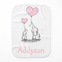 Custom Baby Girl Elephant Pink White Baby Burp Cloth Custom Baby Girl Elephant Pink White Baby Burp Cloth