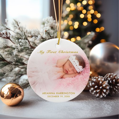 Custom Baby Girl First Christmas Ornament