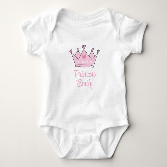 Custom Baby Girl Gift, Princess, Personalized Baby Bodysuit (Front)