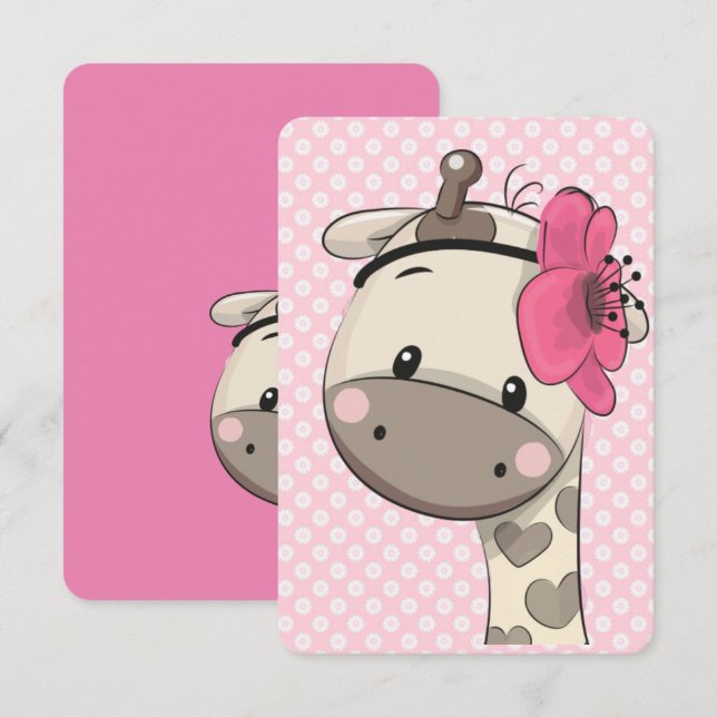 Custom Baby Girl Giraffe Party Invitations  (Front/Back)