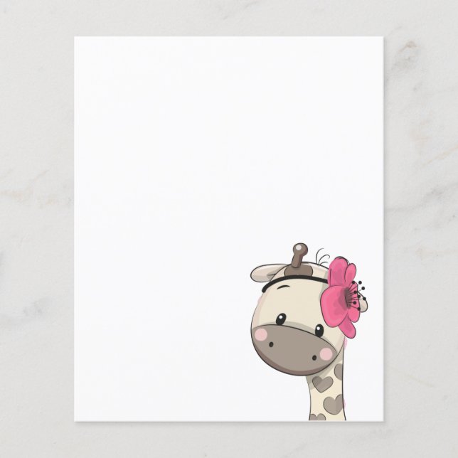 Custom Baby Girl Giraffe Party Letterhead  (Front)