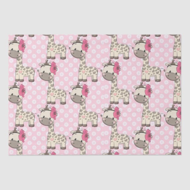 Custom Baby Girl Giraffe Tissue Paper  (Front)
