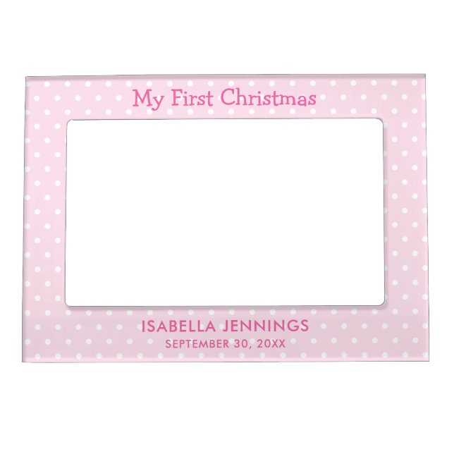 Custom Baby Girl My First Christmas Magnetic Frame (Front)