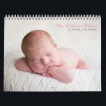 Custom Baby Girl Newborn Photo Chic Pink 2024 Wall Calendar<br><div class="desc">A simple, chic baby photo 2024 wall calendar for a new mom. Add your own custom newborn photographs to this minimalist full bleed picture calendar. Personalize this gift with the name of your infant and year in beautiful pink and grey script. This perfect layout is a cute present for grandparents...</div>