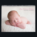 Custom Baby Girl Newborn Photo Chic Pink 2026 Wall Calendar<br><div class="desc">A simple, chic baby photo 2026 wall calendar for a new mom. Add your own custom newborn photographs to this minimalist full bleed picture calendar. Personalize this gift with the name of your infant and year in beautiful pink and grey script. This perfect layout is a cute present for grandparents...</div>