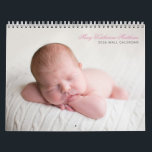 Custom Baby Girl Newborn Photo Chic Pink 2026 Wall Calendar<br><div class="desc">A simple, chic baby photo 2026 wall calendar for a new mom. Add your own custom newborn photographs to this minimalist full bleed picture calendar. Personalize this gift with the name of your infant and year in beautiful pink and grey script. This perfect layout is a cute present for grandparents...</div>