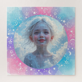 Custom Baby Girl – Pastel Watercolor Stars & Moon Jigsaw Puzzle
