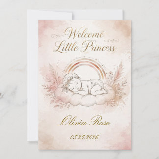 Custom Baby Girl Welcome Card
