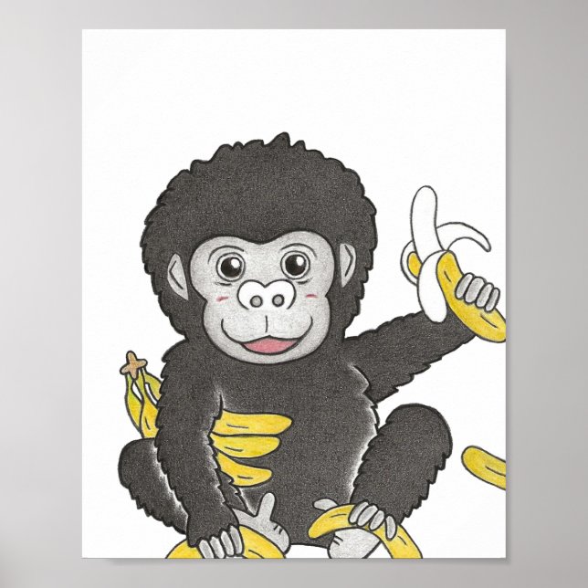 Custom baby gorilla  animal nursery poster  (Front)