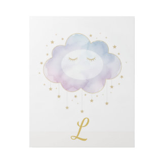 Custom Baby Initial Lavender Watercolor Cloud Nurs Gallery Wrap