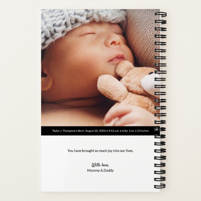 Custom Baby Journal with Photo and name (Back)