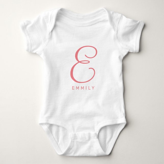 Custom baby jumpsuit with elegant name monogram baby bodysuit (Front)
