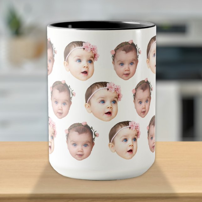 Custom Baby Kids Family Face 2 Photos Mug (Creator Uploaded)