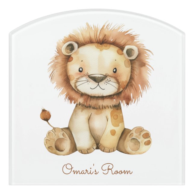 Custom Baby Lion Safari Animal Door Sign (Contour Front)