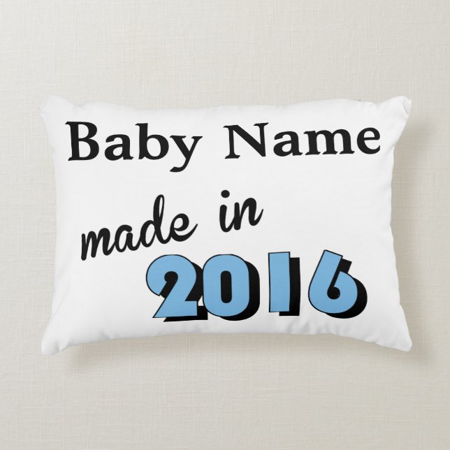 Custom Baby Made In 2016 Blue Accent Pillow (Front)