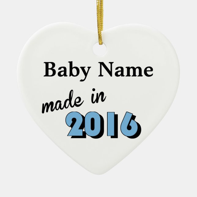 Custom Baby Made In 2016 Blue Ceramic Ornament (Front)