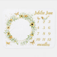 Custom Baby Milestone Monthly Blanket, Sunflower