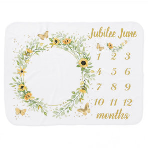 Custom Baby Milestone Monthly Blanket, Sunflower  Blanket