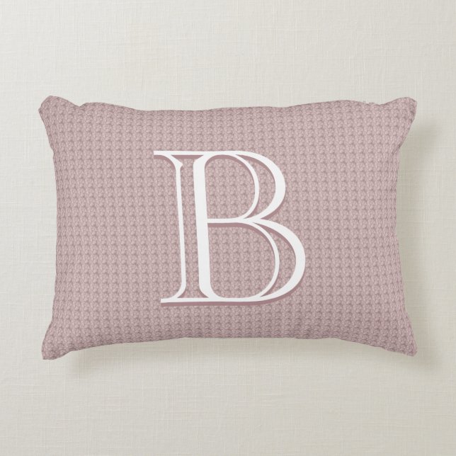Custom Baby Monogram Initial Textured Pastel Pink Accent Pillow (Front)